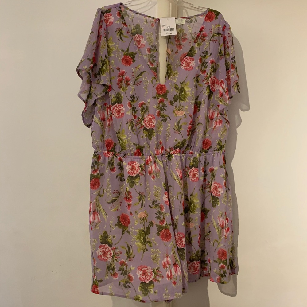 Purple floral romper